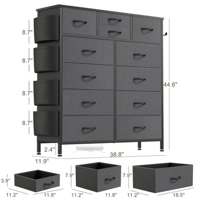12 Drawer Dresser Fabric Tall Dressers for Bedroom Chest of Drawers