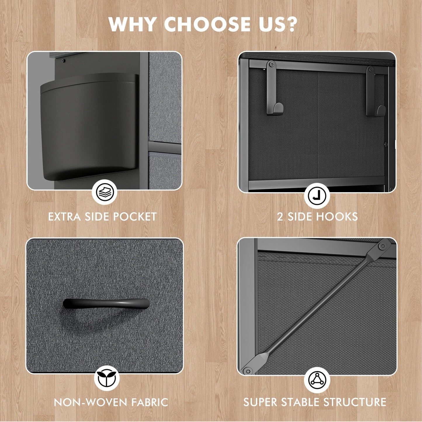 12 Drawer Dresser Fabric Tall Dressers for Bedroom Chest of Drawers