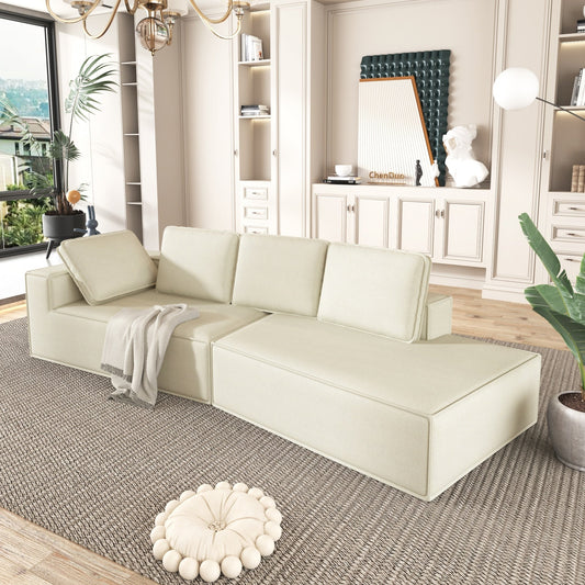 125 Stylish Chaise Lounge Modern Indoor Lounge Sofa Sleeper Sofa with Clean Lines for Living Room, Beige