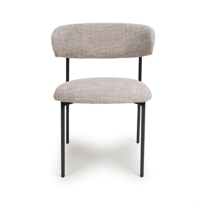 Pair of Enzo Tweed Oatmeal Dining Chairs