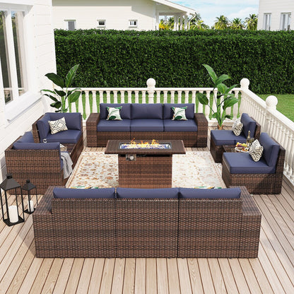 13 Pieces Patio Furniture Set with 44Fire Pit Table