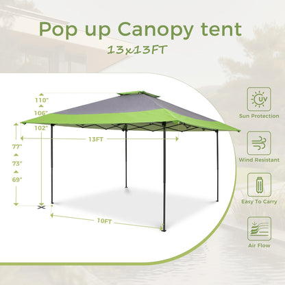 13' x 13' Outdoor Canopy Patio Gazebo Reinforced garden Pop-up Canopy Tentwith Elegant Corner Curtain - 13x13ft
