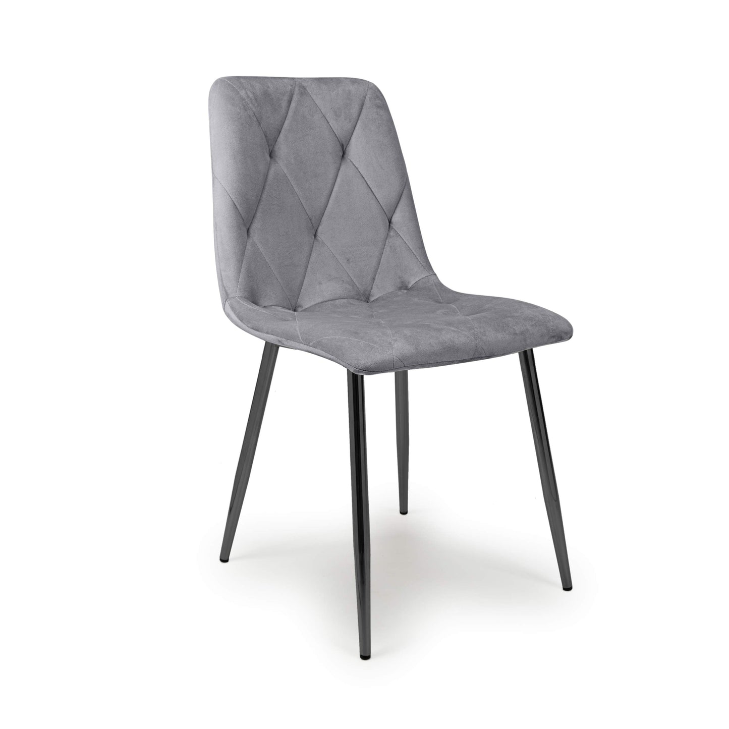 Set of 4 Luca Brushed Velvet Grey Dining Chairs