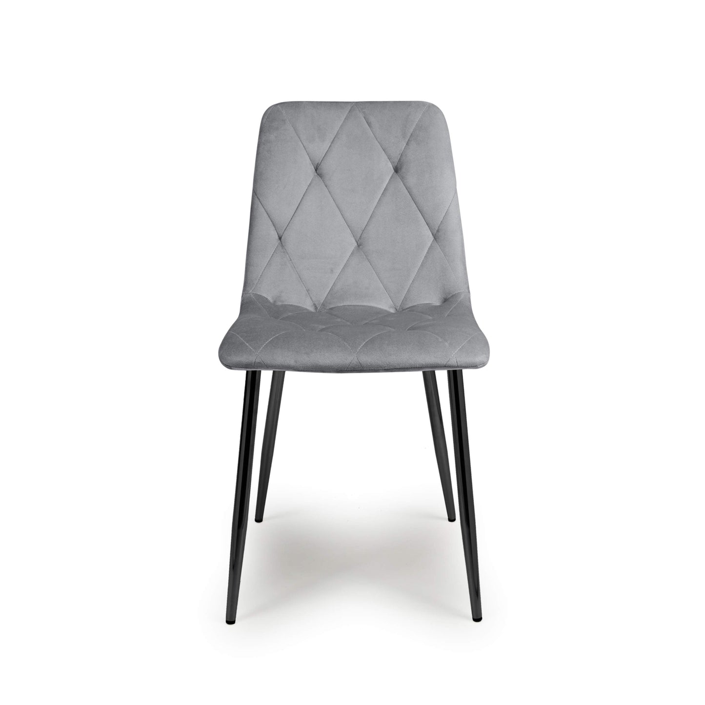 Set of 4 Luca Brushed Velvet Grey Dining Chairs