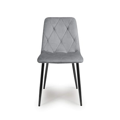 Set of 4 Luca Brushed Velvet Grey Dining Chairs