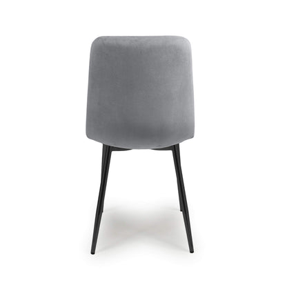 Set of 4 Luca Brushed Velvet Grey Dining Chairs