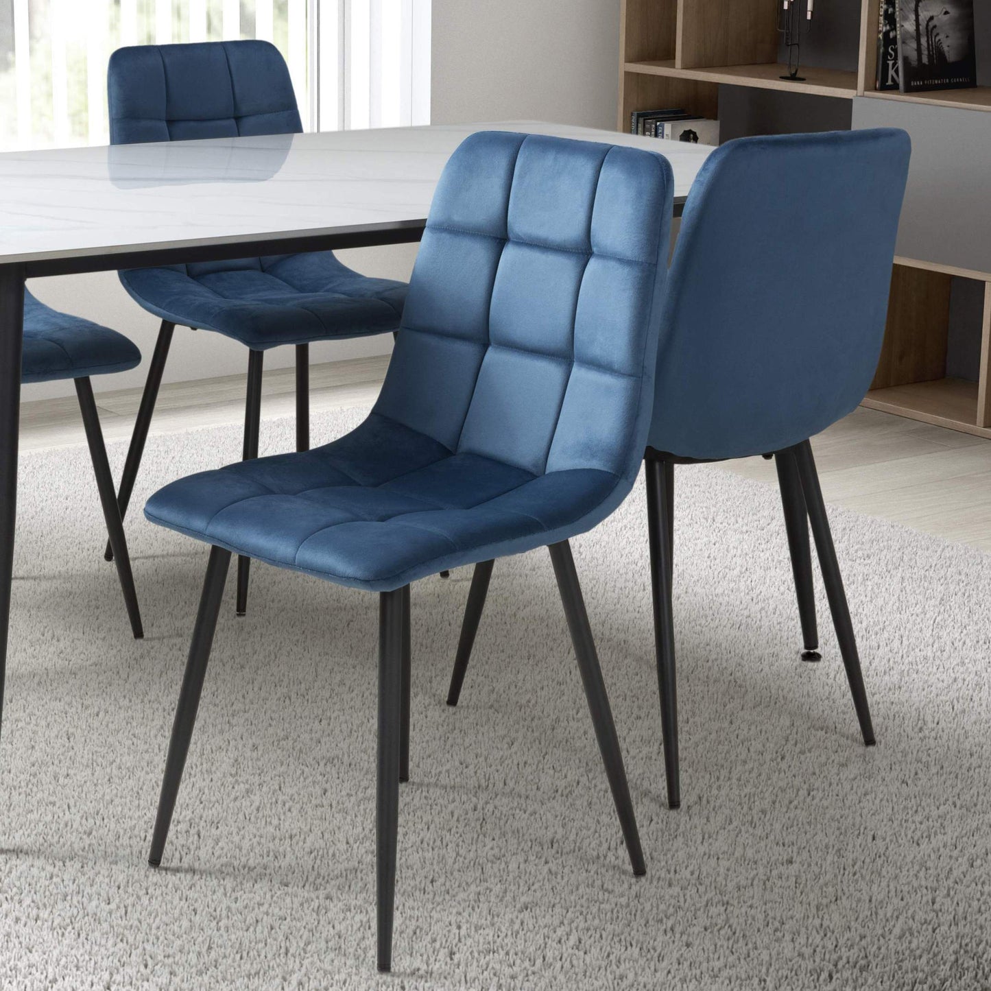 Loft Brushed Velvet Blue Dining Chair