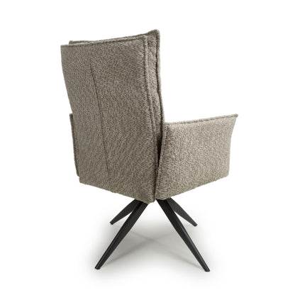 Pair of Finsbury Textured Chenille Effect Mink Swivel Chairs