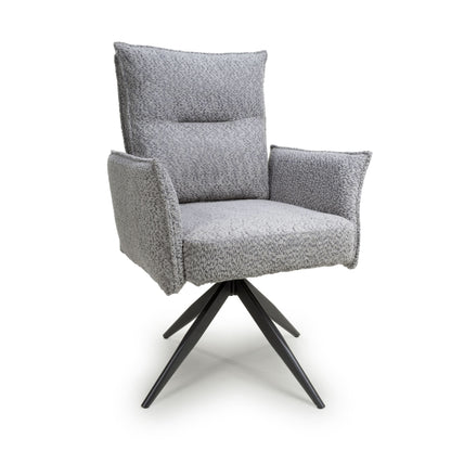 Pair of Finsbury Textured Chenille Effect Light Grey Swivel Chairs