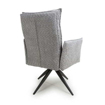 Pair of Finsbury Textured Chenille Effect Light Grey Swivel Chairs