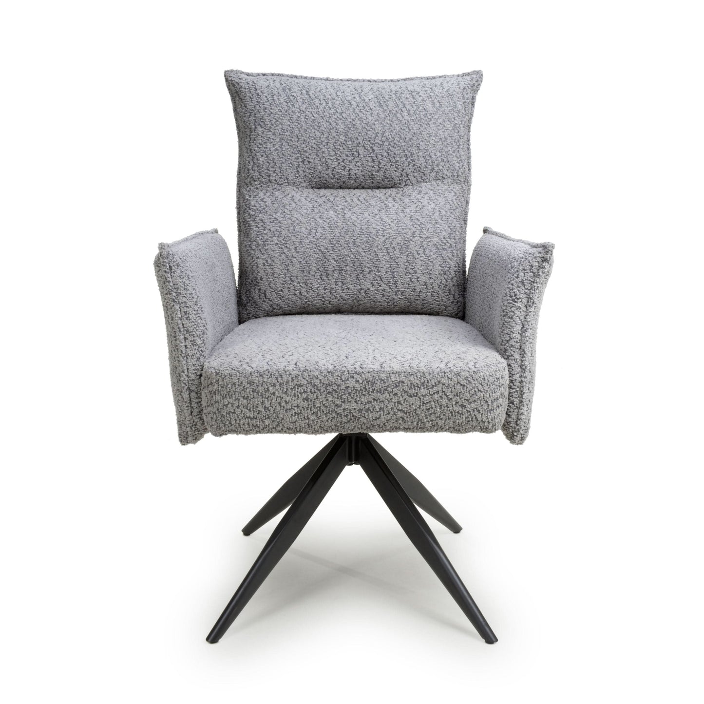 Pair of Finsbury Textured Chenille Effect Light Grey Swivel Chairs