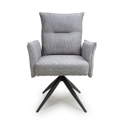 Pair of Finsbury Textured Chenille Effect Light Grey Swivel Chairs