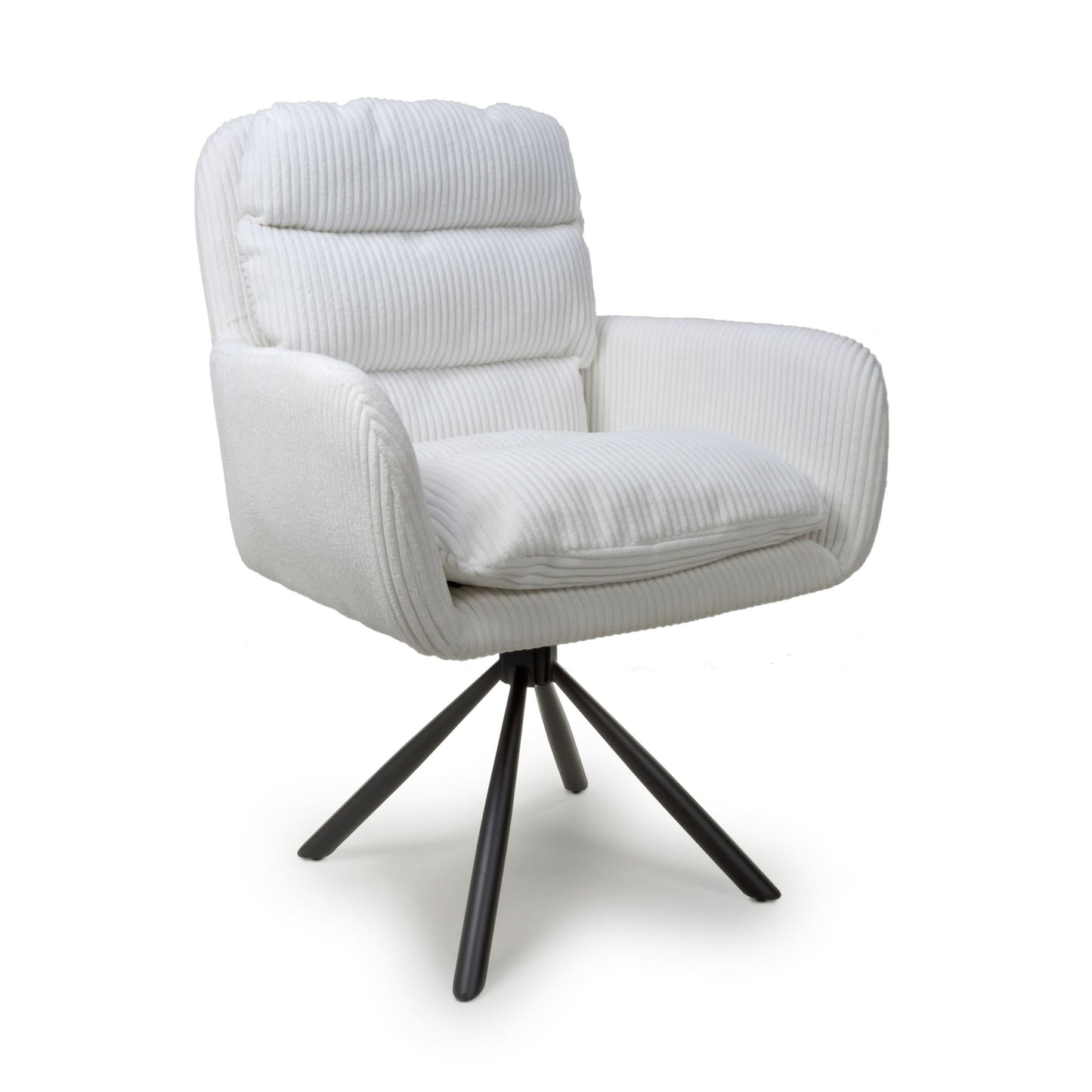 Pair of Kingston Corduroy White Swivel Chairs