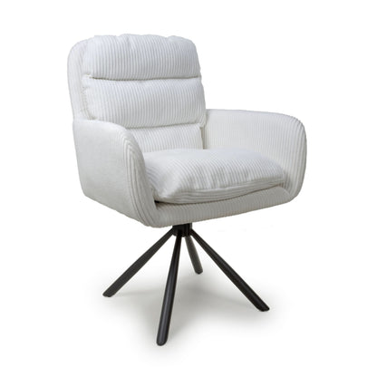 Pair of Kingston Corduroy White Swivel Chairs