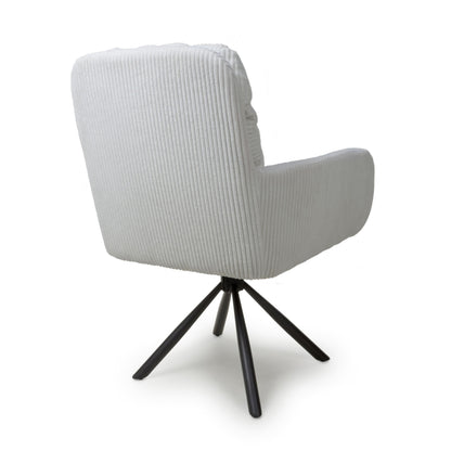 Pair of Kingston Corduroy White Swivel Chairs