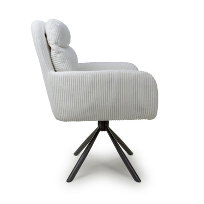 Pair of Kingston Corduroy White Swivel Chairs