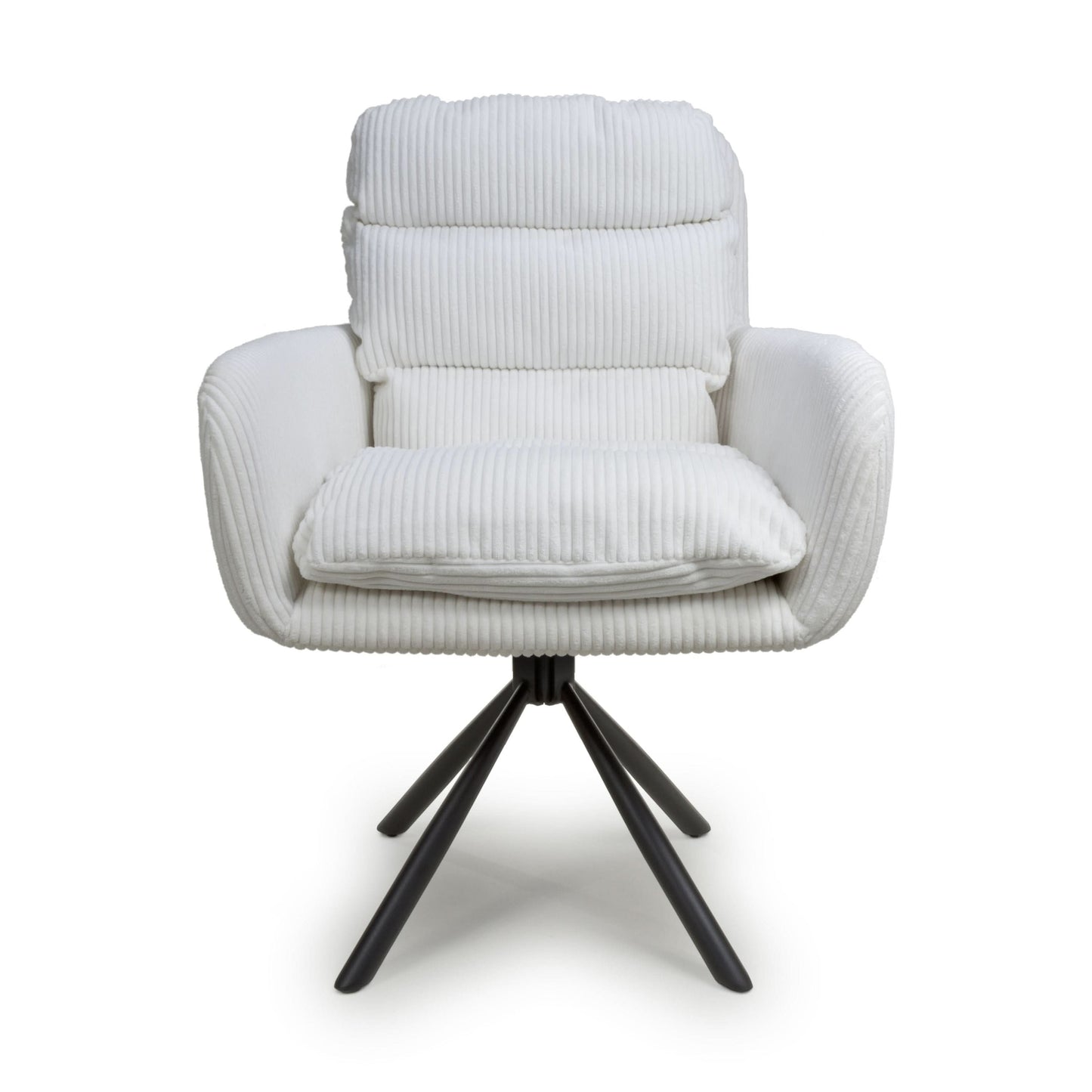 Pair of Kingston Corduroy White Swivel Chairs