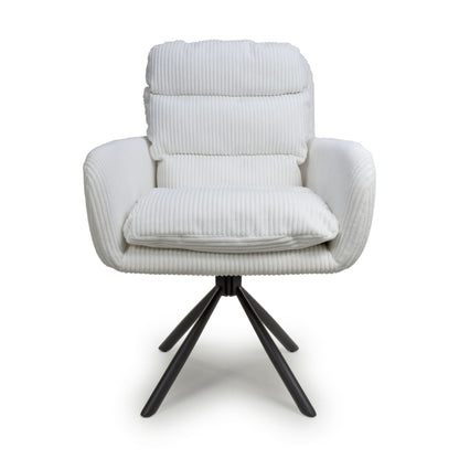 Pair of Kingston Corduroy White Swivel Chairs