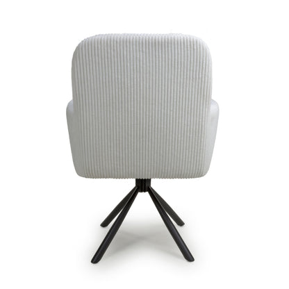 Pair of Kingston Corduroy White Swivel Chairs