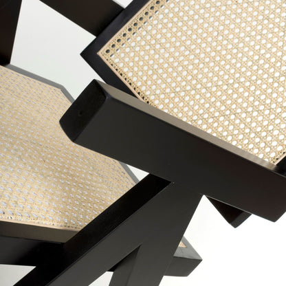 Pair of Bostock Rattan Black Dining Chairs