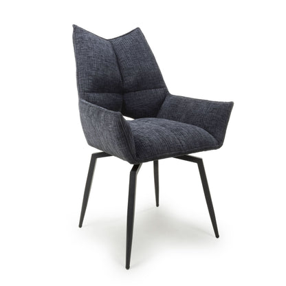Pair of Denver Textured Effect Dark Grey Swivel Chairs