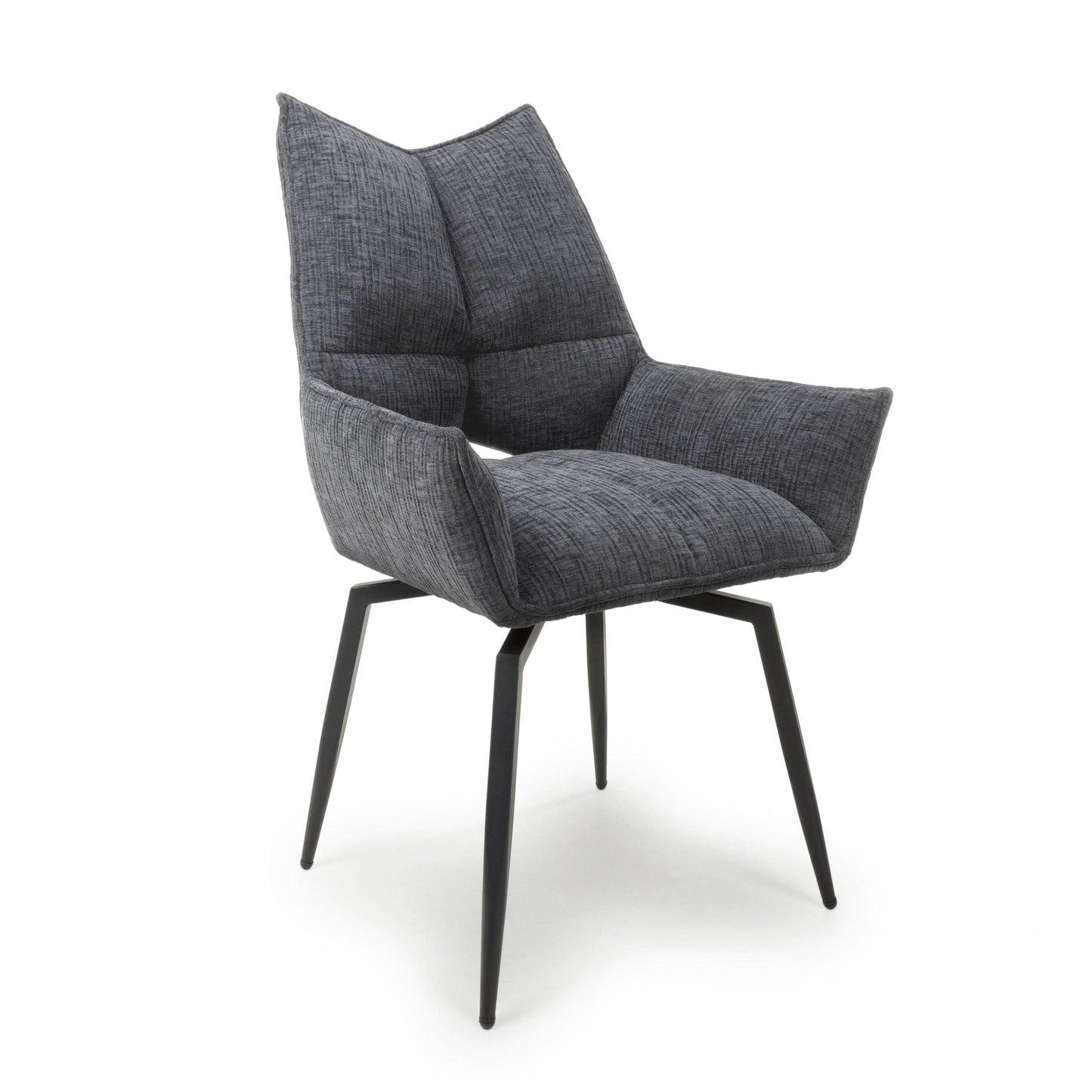 Pair of Denver Textured Effect Dark Grey Swivel Chairs