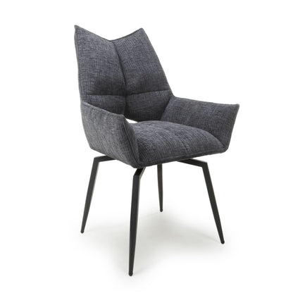 Pair of Denver Textured Effect Dark Grey Swivel Chairs