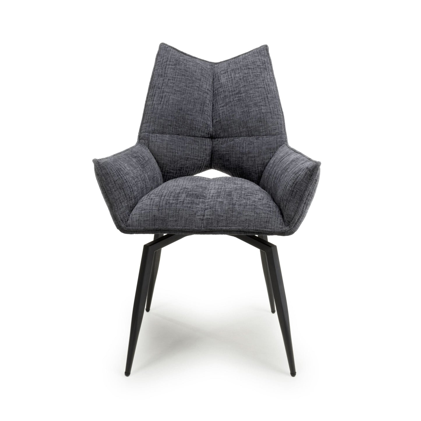 Pair of Denver Textured Effect Dark Grey Swivel Chairs