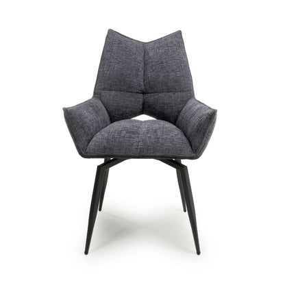 Pair of Denver Textured Effect Dark Grey Swivel Chairs