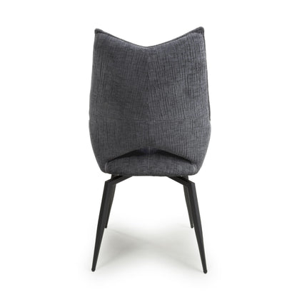 Pair of Denver Textured Effect Dark Grey Swivel Chairs