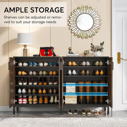 20 Pairs Modern Shoe Storage Cabinet with Doors, 6-Tier Freestanding Entryway Shoe Organizer Rack
