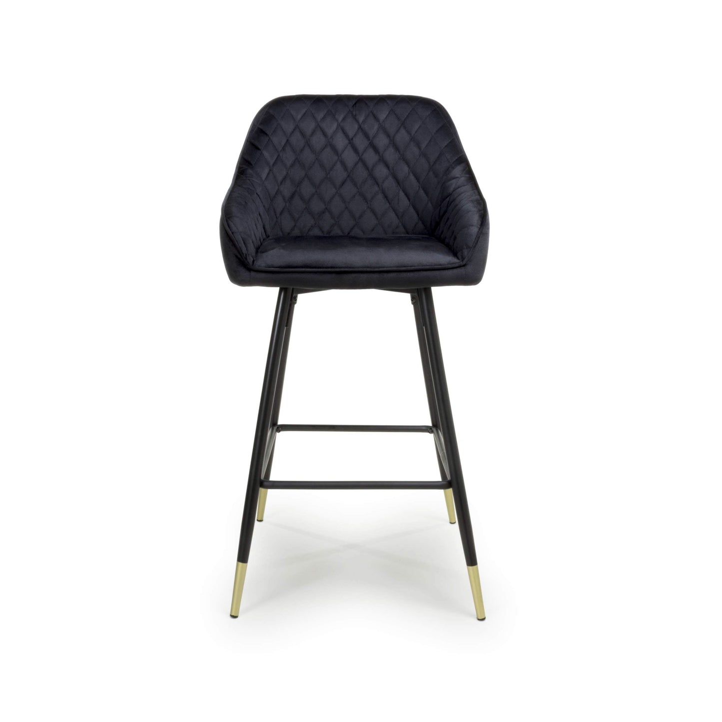 Pair of Halston Brushed Velvet Black Bar Stools