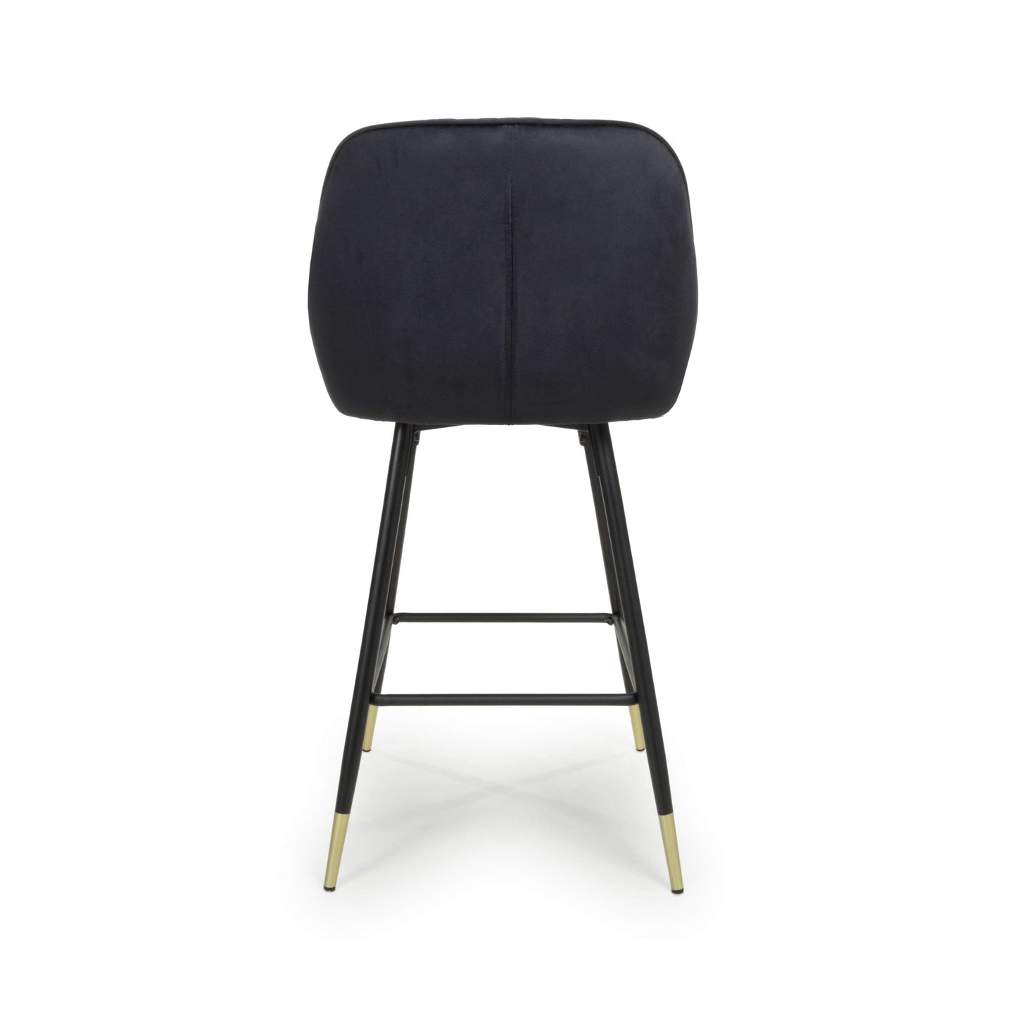 Pair of Halston Brushed Velvet Black Bar Stools