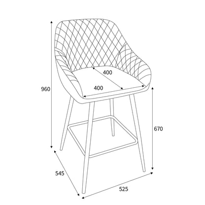 Pair of Halston Brushed Velvet Black Bar Stools