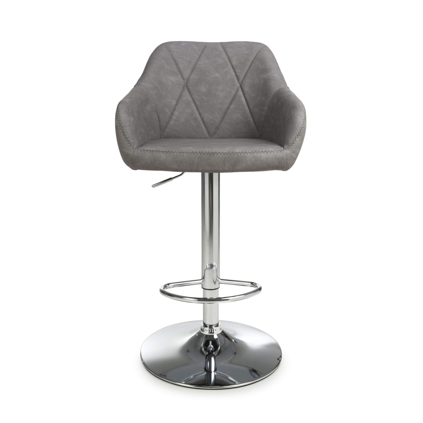 Pair of Luna Leather Effect Charcoal Bar Stools