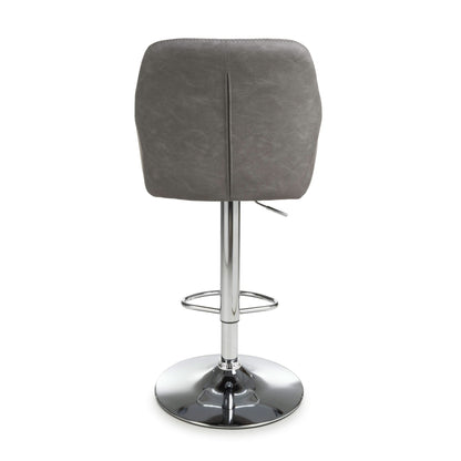 Pair of Luna Leather Effect Charcoal Bar Stools