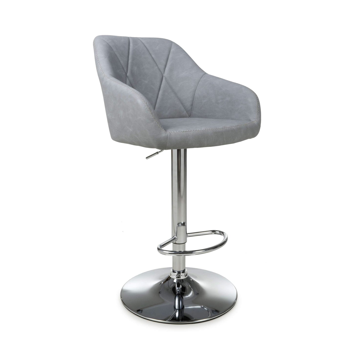 Pair of Luna Leather Effect Light Grey Bar Stools