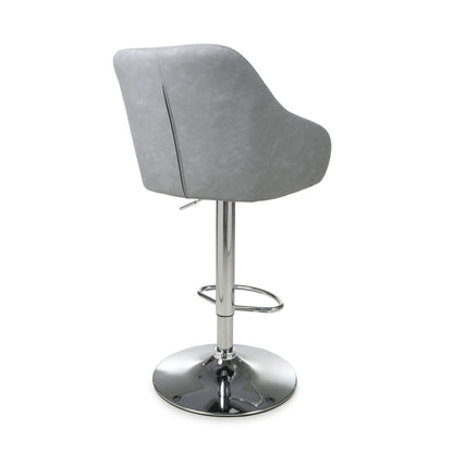 Pair of Luna Leather Effect Light Grey Bar Stools