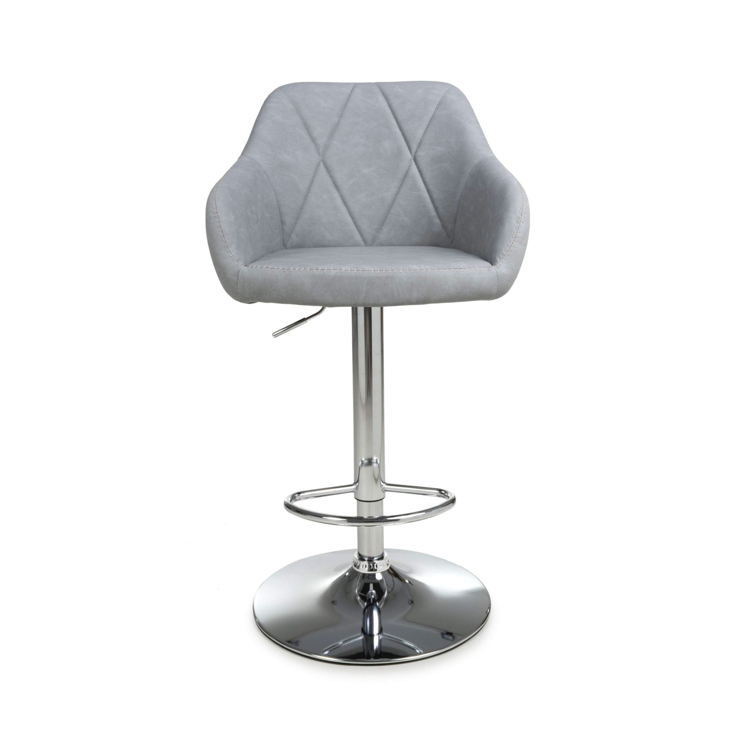 Pair of Luna Leather Effect Light Grey Bar Stools