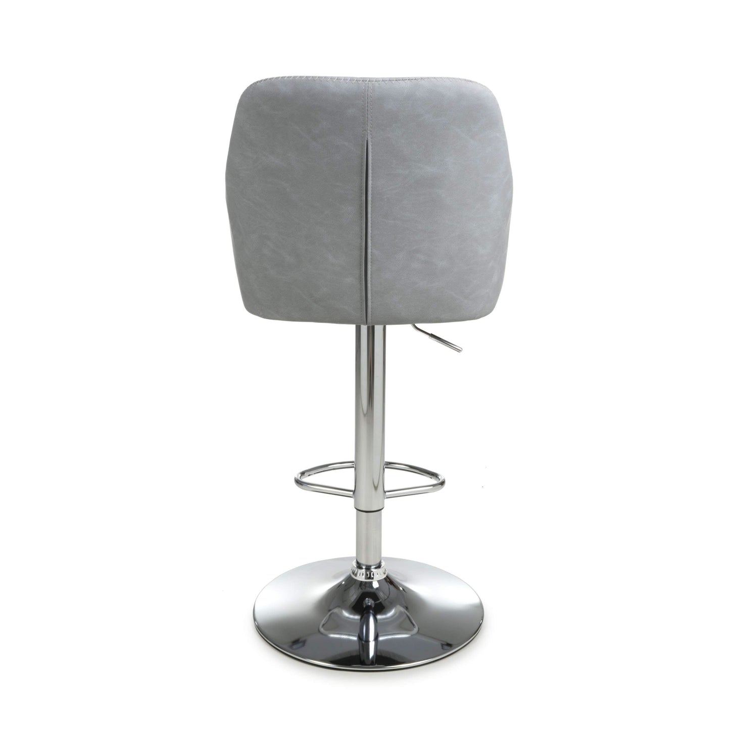 Pair of Luna Leather Effect Light Grey Bar Stools