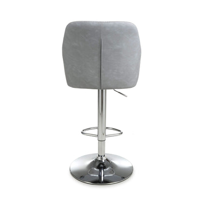 Pair of Luna Leather Effect Light Grey Bar Stools