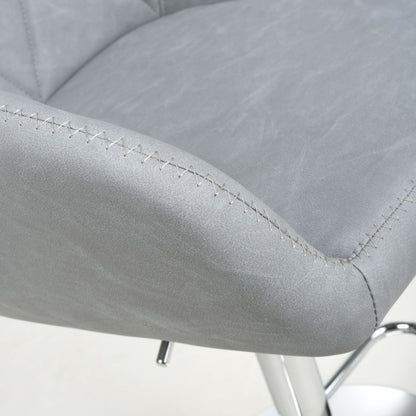 Pair of Luna Leather Effect Light Grey Bar Stools