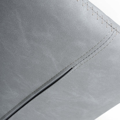 Pair of Luna Leather Effect Light Grey Bar Stools