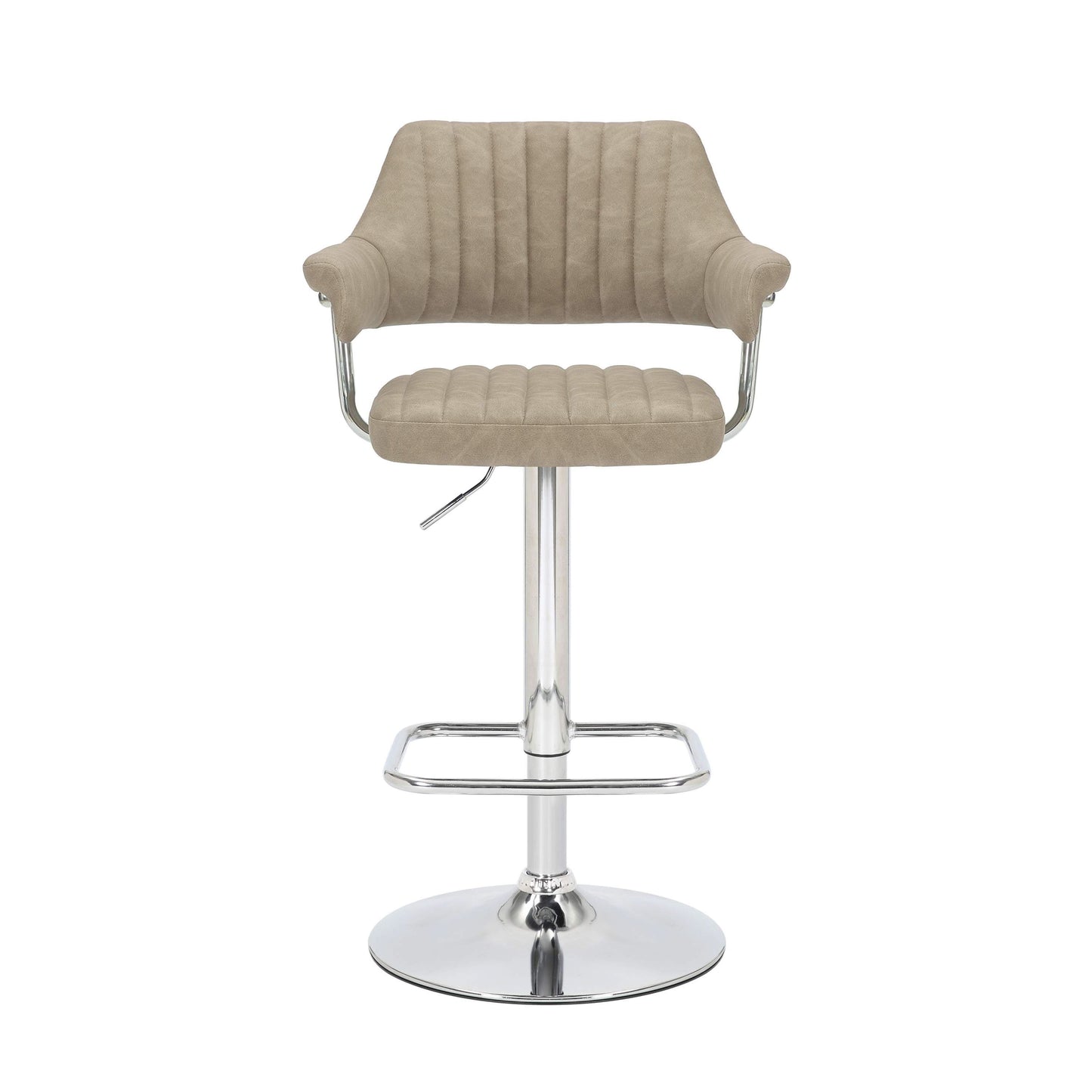 Pair of Brixton Leather Effect Mink Bar Stools