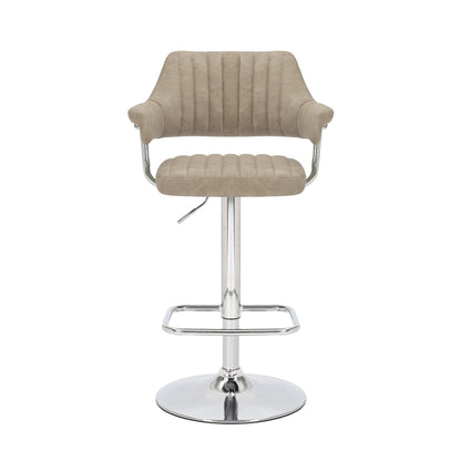 Pair of Brixton Leather Effect Mink Bar Stools