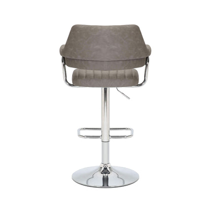 Pair of Brixton Leather Effect Charcoal Bar Stools