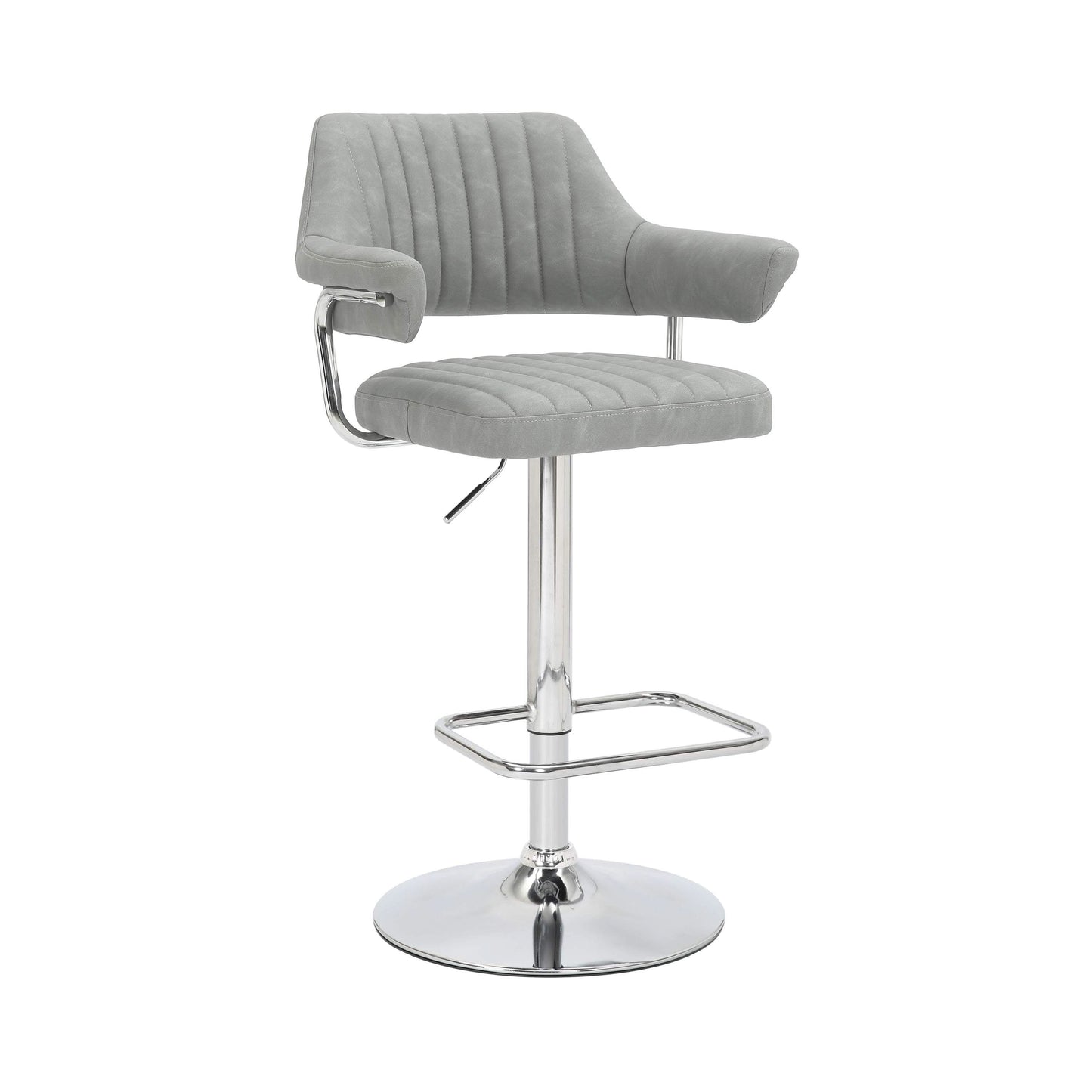 Pair of Brixton Leather Effect Light Grey Bar Stools