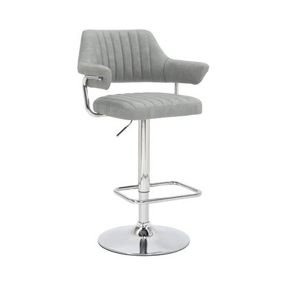 Pair of Brixton Leather Effect Light Grey Bar Stools