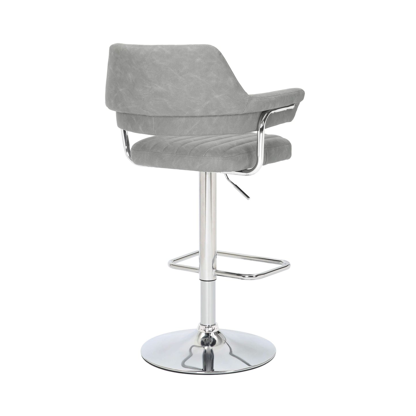 Pair of Brixton Leather Effect Light Grey Bar Stools