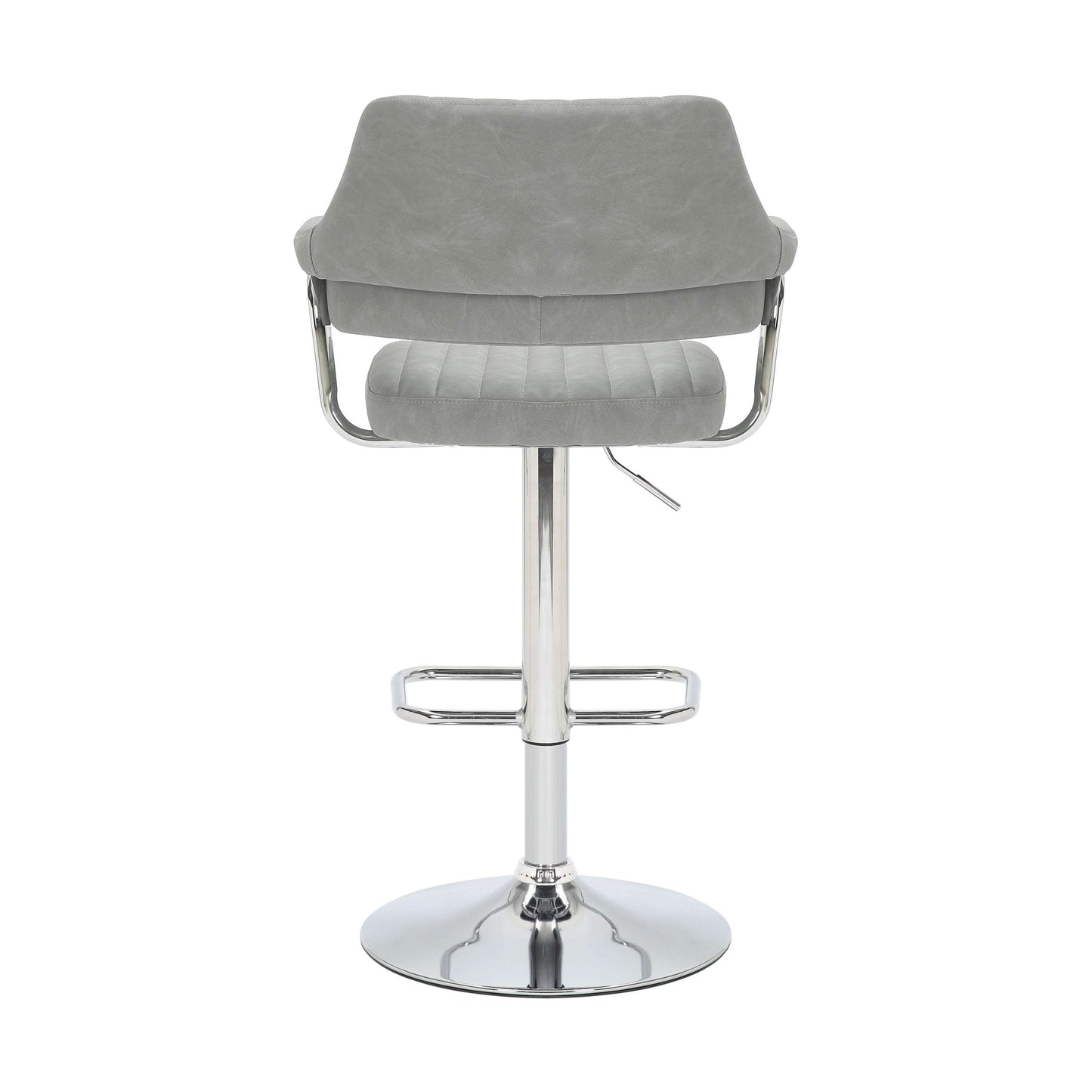 Pair of Brixton Leather Effect Light Grey Bar Stools